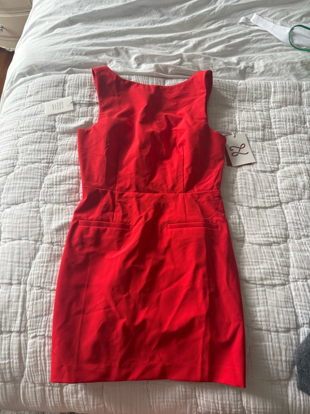 L'Academie Bold Red Mini Sheath Dress